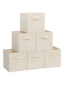 Cube Storage Bin, Foldable Fabric Cube Storage Bin, 11 Inch Cube Storage Bin With Handle, Collapsible Storage Cube For Closet, Pantry, Storage Room (Beige/Black/Grey, 1pc/3pcs/6pcs) - Beige - View 5