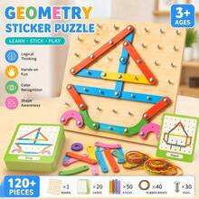 2-In-1 Wooden Shape Recognition Peg Board Game, Educational Pattern Cards Creative Children Toys - Multicolor - View 1