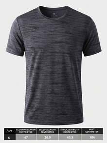 Men's Quick-Dry Breathable Short Sleeve Crew Neck Colorblock Sports T-Shirt, Suitable For Gym Workout, Running, Fitness And Casual Wear - Grey - View 14