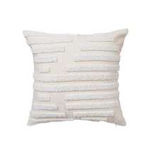 1pc White Striped Throw Pillow Cover, Minimalist Circle Plush Embroidery Cushion Case, Versatile Decor For Living Room Sofa Bedroom, Removable And Washable, Pillow Insert Not Included - White Stripe 1 - View 12