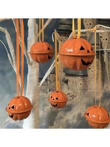 5 Stück Halloween Kürbis Glocken, lustige Kürbis Glocken, Haustier Schlüsselanhänger, Kleidungszubehör Anhänger, Halloween Dekorationsglocken - Mehrere Stile - Übersicht 3