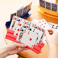 1pc/2pcs/4pcs Poker Card Holder, Curved Design Hands-Free Card Stand, Suitable For Elderly And Arthritis Patients, Stackable Plastic Card Storage Rack, Ideal For Family Game Night Party Card Games - View 5