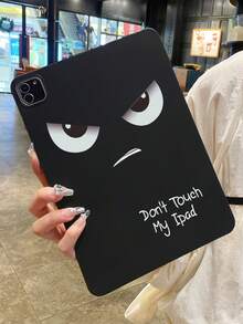 1pc Angry Tsundere Expression With "Don't Touch My " Funny Letter Slogan Print Tablet Case, Matte Black Anti-Drop Tablet Protective Cover, Quirky Personalized Tablet Accessory, Suitable For Daily Use And Gift-Giving All Year Round, Back To School, Birthday, Christmas Gift Choice, Fashionable Tablet Protective Sleeve For Home And Study - Multicolor - View 6