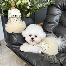 1pc Female Dog/Cat White Polka Dot Lace Ruffle Bow Decor Ballet Tutu Pet Dress, Breathable Soft Princess Style Pet Outfit, Suitable For Small Dogs And Cats, Ideal For Daily Wear/Photos/Parties - Multicolor - View 6