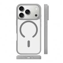 Miniso Magsafe磁吸充電適用於iphone17/17pro/17promax/17air/16promax/15pro/15promax/14/13/15pro/12pro/16plus簡約透明保護套相容apple - 灰色 - 查看 3