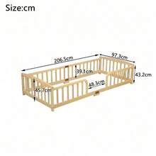 Low Bed Measuring 90 X 200 Cm With Safety Rails, Central Entrance, Made Of Pine Wood. Low Bed With Rails, White. - Natural Color - View 5