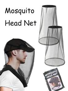 New Mosquito Head Net Set - Mosquito Net With Face Mask, Extra Large Extra Long, Fishing And Outdoor Angling Hat Net, High-Quality Breathable, Suitable For Camping, Hiking, Fishing, Gardening, Unisex, Easy To Clean - Multicolor - View 2