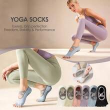 1/3/5 Pairs Women's Toe-Less Pilates Socks, Non-Slip Cross Strap Open Toe Socks, Yoga, Barre, Dance, Body Shaping Machine, Home Use - Multicolor - View 2