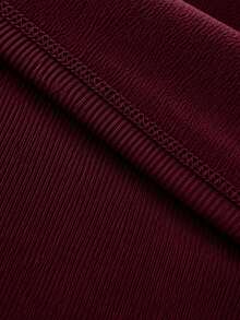 Women's Ribbed Knit V-Neck Long Sleeve Plush Blouse Casual Elegant Chic Comfortable Warm Autumn Winter 2026 Fashion  Bordeaux - 邊緣 - 查看 4