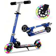 Scooter Patinete Plegable Para Niños Con Ruedas Ilumina - Azul - Ver 9