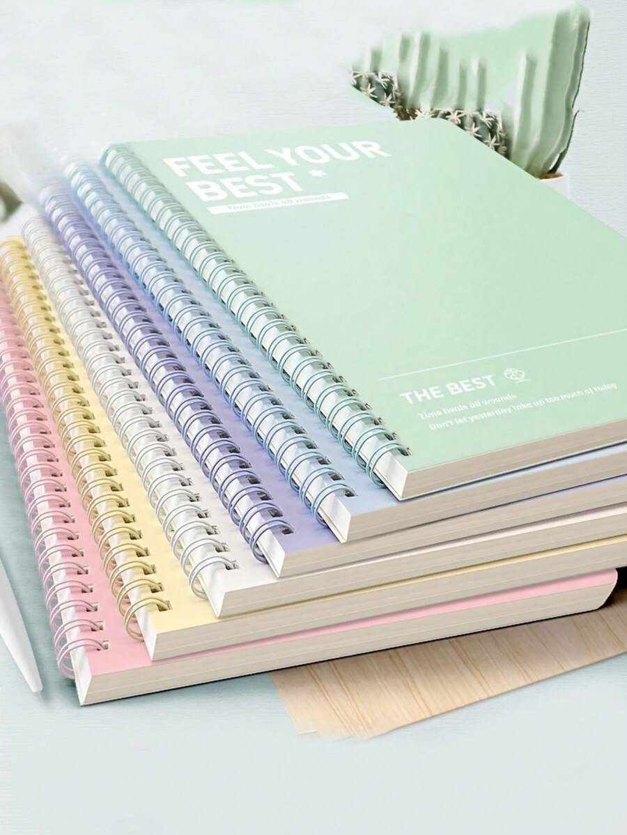 120頁 A5 螺旋筆記本-簡約硬殼封面,可撕頁、索引分隔頁、亮面紙,多色可選,返校季 - 彩色 - 查看 1