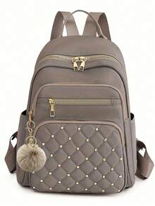Ransel Wanita Kasual dengan Dekorasi Rivet, Ransel Penyimpanan Lavelle Motif Berlian, Ransel Nilon Serbaguna, Desain Ringan, Portabel, Kompartemen Laptop Terintegrasi, Kapasitas Besar, Cocok untuk Mahasiswi, Siswa SMP, Siswa SD, Cocok untuk Kampus, Aktivitas Luar Ruangan, Perjalanan, Perjalanan Singkat, Pendatang Baru di Tempat Kerja dan Aktivitas Kantor Sehari-hari - MultiWarna - View 21