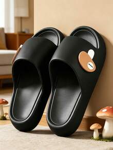 Summer Fashion Versatile Mushroom Home Slippers, Quiet Sole, Wear-Resistant, Lightweight, Comfortable For Long Wear, Easy To Clean, Essential For Home, Apartment, Hotel, Bathroom, Office, New Home Moving - Black - View 4