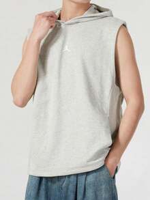 Nike Jordan Dri-FIT Sport 純色透氣速乾針織連帽無袖T卹背心 男款 麻灰 - 麻灰 - 查看 1