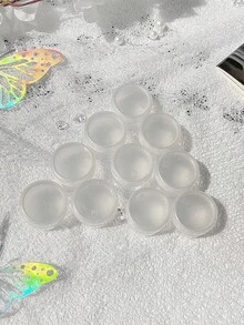 10件純色極簡旅行補充瓶，防漏旅行收納容器，乳霜與粉末分裝罐，化妝品收納容器 - 無色 - 查看 9