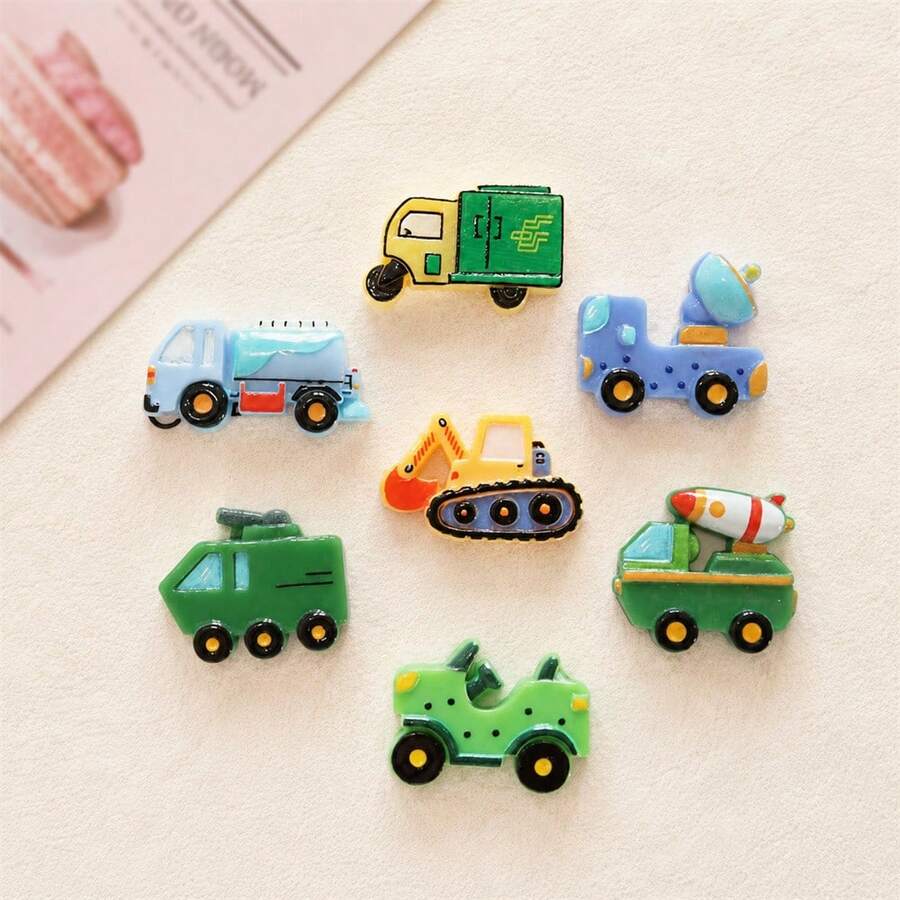 10pcs Mini Vehicle Resin Decor, DIY Craft Material For Phone Cases, Shoes, Brooches, Jewelry Making, Stationery Boxes, Hair Accessories, Fashionable Non-Metal Jewelry Supplies - Multicolor - View 1