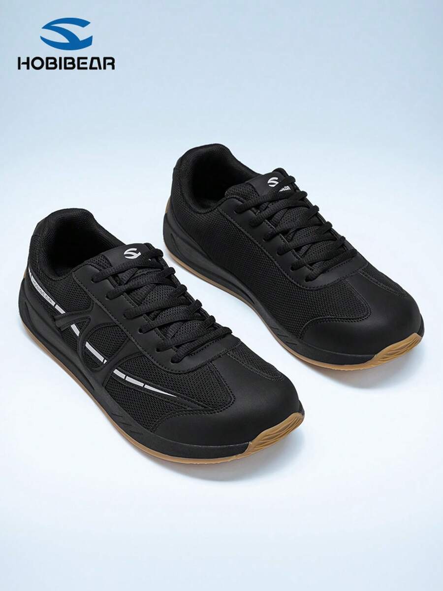 HOBIBEAR Comfortable Sports Shoes For All Seasons, Men's Athletic Shoes, Breathable Casual Sneakers, Rubber Sole, Lace-Up Design, Suitable For Various Occasions, Classic Style, Suitable For Business And Streetwear, White And Blue - Black - View 1