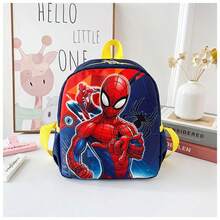 開學季 Disney Marvel Avengers 蜘蛛人女款時尚機能後背包，卡通輕量防水耐磨牛津布，高清全印蜘蛛人圖案，黃藍對比配色，護脊透氣減壓肩帶，雙拉鍊大容量主層，側邊網袋水壺袋，分層收納，熱門書包，動漫風生日禮物，百搭書包 - 肩膀包 - 查看 4