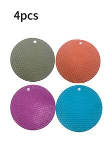 4 piezas Almohadillas de silicona con panal resistentes al calor, aislamiento de alta temperatura, posavasos antideslizantes para cocina y mesa de comedor - Ver 14