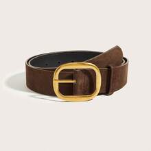 1pc Suede Brown Buckle Minimalist Fashion Versatile Decorative Belt, Suitable For Jeans, Skirts, Casual Wear, Daily Outfits - Brown - View 24