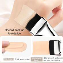 NOVO 1/2pcs Silver Flat Top Foundation Brushes, Easy To Clean, Full Coverage Makeup Brush For Liquid Foundation, Blending Cream,Mask Premium Face Brush, Durable Construction - Multicolor 2 - View 3