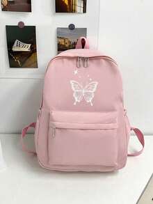 1 pieza Mochila con mariposa a rayas blancas de gran capacidad con múltiples bolsillos, ligera para estudiantes y adolescentes, perfecta para el campus, viajes y desplazamientos diarios - Multicolor - Ver 15