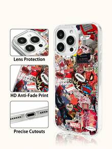 Miniso Marvel 蜘蛛人 & 鋼鐵人卡通男款手機殼，附磁吸充電功能，適用 iPhone 17 Pro Max/17 Pro/Air/16 Pro Max/15 Plus/14/13/IP 17/15Pro/12 Pro/11/16 Plus/XR，Apple 防摔防刮保護殼 - 透明1 - 查看 3