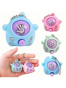 24/12/1pc Mini Rock Paper Scissors Egg-Shaped Keychain, Automatic Pattern Changing Finger Game Key Ring, Creative Party Favor Gift Bag Filler, Suitable For Birthday, Halloween, Easter, Thanksgiving, Carnival, Back To School Reward, Assorted Colors - A - View 3
