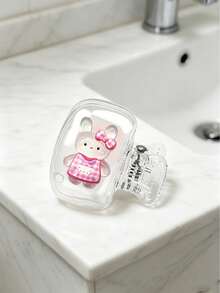 Cute Glow-In-The-Dark Bear, Cat, Rabbit Resin Toothbrush Cover, Portable Toothbrush Cap, Transparent Travel Toothbrush Storage Box, Glow-In-The-Dark Toothbrush Head Protector Clip, Toothbrush Storage Clip, Toothbrush Dust-Proof Protective Cover, Portable Design Easy To Carry, Dust-Proof Cap, Suitable As Gift For Couples, Friends, Family, Teachers, Travel Enthusiasts, Home, Dorm, Vacation Essentials, Suitable For Birthday Gift, Back To School Gift - Multicolor - View 2