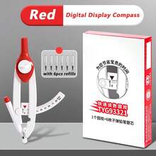 1件圓形繪圖工具，按鈕式設計，直徑範圍 0.39-5.12 英吋，附刻度與 6 個替換筆尖，返校季 - 套裝 - 查看 8