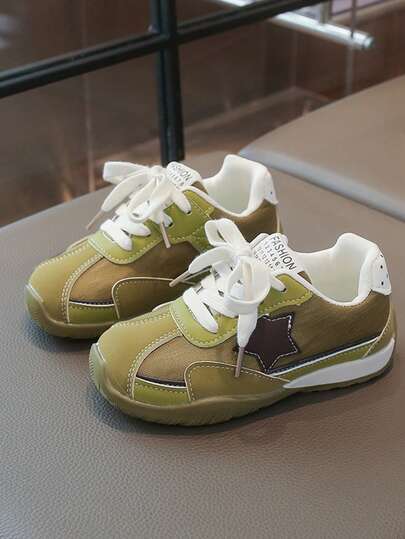  Kids Retro German Training Shoes Bow Lace Hook And Loop Non-Slip Soft Sole Toddler Sneakers