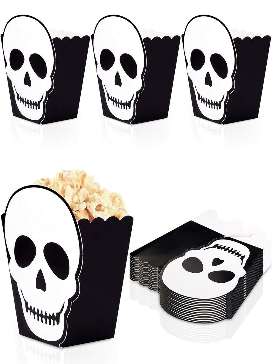 10/20/30/50pcs Halloween Skeleton Popcorn Boxes, 3.14x2.36x5.5 Inch ...