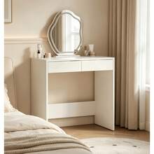 Minimalist Mirror-Free Vanity Table, Dressing Table, Writing Desk, Office Desk & Study Desk With 2-Drawer Storage, Suitable For Bedroom, Calligraphy Room And Living Room, Balcony - Multicolor - View 6