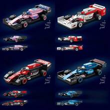 DIY Creative Educational Building Block Racing Car Series, Includes: White & Red Racing Car, Pink Racing Car, Blue Racing Car, Green Racing Car, Orange Racing Car And Red Racing Car With Multiple Elements. ABS Material, Tight Interlocking Particles, Not Easy To Disassemble. Built-In Inertial Pull-Back Module, With Stickers, Children's Building Block Toy Set, Suitable For Desktop And Car Decoration, Classroom Reward Small Gift, Gift For Kids, Graduation Season, Back To School, Fashionable Gift For Friends. Hot Selling Series - 彩色 - 查看 8