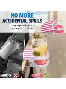 1pc Universal Clip-On Drink Holder, Can Be Clipped To Table Edge, Suitable For Tables And Chairs, Adjustable Clamp With Non-Slip Silicone, Suitable For Beach, Camping And Office - Multicolor - View 8