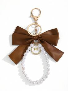 1pc Fashion Minimalist Faux Pearl Bow Keychain, Suitable For Bag Accessories, Keyring Pendant, Best Gift For Friends, Party Favor - Multicolor - View 8