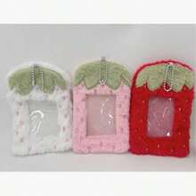 Strawberry Filled Photo Card Holder Keychain, Soft Fluffy 3-Inch Idol Photo Card Holder, Cute Pretty Photo Card Display Storage Bag Pendant, Suitable For Fans - Multicolor - View 7