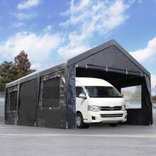 【元SKU：N508P372072C】【UPF50+カット&防雨】テント 車庫テント ガレージテント 車庫 お祭り 倉庫 3.6×5.9×2.9m ガレージテント カーポート 軽自動車用 大型 車 駐車 スチール製 頑丈 仮設倉庫 タープテント【ブラック】 - 1 - チェックする 10