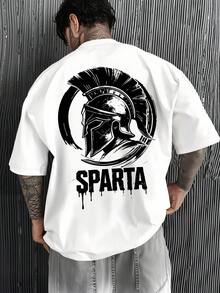 T-shirt Street Spartan Warrior Spirit Knight Helm-Muster - Un Must-Have pour Hommes, Chemise à la Mode - Blanc - Voir 1