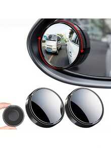 2pcs Car Suction Cup Blind Spot Mirrors, Adjustable Rotating Convex Wide Angle Auxiliary Mirrors For Car Rearview Mirrors, Reusable Glue-Free No-Residue Side View Mirrors, Universal High-Definition Blind Spot Mirror Accessories, Easy To Install Car Safety Mirrors - A - View 2