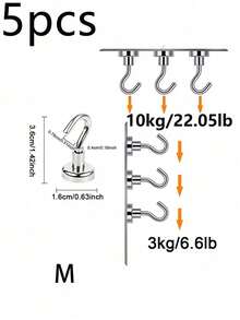 5/10 Stück super starke magnetische Haken, multifunktional, geeignet für Kreuzfahrt, Camping, Grillen, Küche und Garagenwände, Kühlschrank, ohne Bohren, starke magnetische Befestigung - M-10 Stück - Übersicht 6