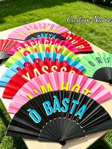 Customized Photo And Name Logo Wedding Fan, Classic DIY Fan, Decorative High-Quality Customization, Gift For Her, Girlfriend, Dad, Family, Mom, Friends - Multicolor - View 1