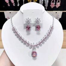 1 Set Zirconia Jewelry, Oval Zirconia Wheat Ear Jewelry Set - Multicolor - View 14