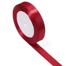 25 Yards/Roll Deep Red Gift Wrapping Satin Ribbon, New Year Christmas Decorative Ribbon DIY Bow Material, Bouquet Gift Box Bow Decoration Webbing, Gift Wrapping Ribbon - Dark Red Ribbon - View 10