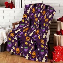 1pc Halloween Pumpkin Black Cat Ghost Witch Pattern Print - Spooky Cute Style - Soft Fluffy Throw Blanket - Microfiber - Multicolor - View 6