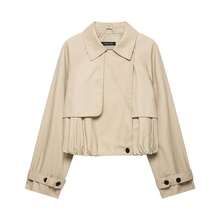 DEEKA Autumn New Women's European And American Style Fashion Minimalist Versatile Puffy Short Jacket - Khaki - View 1