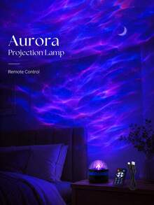 1 pieza [Lámpara de proyección de ondas de agua] Luz nocturna de atmósfera de olas oceánicas de colores, lámpara decorativa de escritorio con control remoto | Adecuada para dormitorio, mesita de noche, sala de estar, baño | Alimentada por USB - Auroras boreales - Ver 13