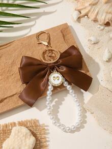 1pc Fashion Minimalist Faux Pearl Bow Keychain, Suitable For Bag Accessories, Keyring Pendant, Best Gift For Friends, Party Favor - Multicolor - View 7