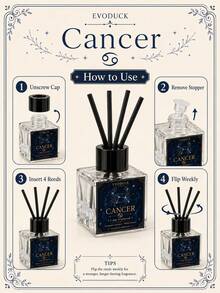 EVODUCK 1pc Smokeless Long Lasting Cancer Zodiac Crystal Reed Diffuser 50ml, Cashmere Coconut Fragrance Oil With White Crystal & 4 Fiber Reed Sticks, Flameless Scented Oil Diffuser For Bathroom Bedroom Vanity, Star Sign Gift For Her, Home Fragrance Decor - Mixed Fragrance - View 8