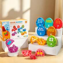 Enlightenment Digital Children's Color Dragon Egg Matching Game Color Recognition Shape Matching Puzzle Number Enlightenment Matching Focus Parent-Child Interactive Board Game Early Education Toy Educational Kindergarten Toy - Multicolor - View 2
